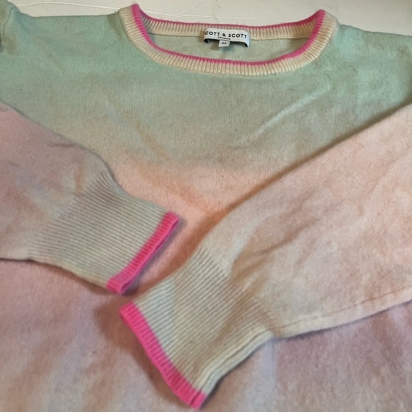 Scott & Scott London 100% Cashmere Tie Dye Swester Sz M Ribbed Jumper - Picture 4 of 8